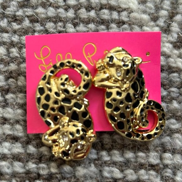 Lilly Pulitzer Leopard with Sparkle Eyes Earrings - Picture 1 of 3